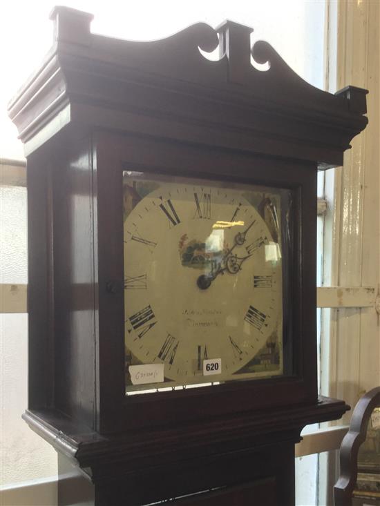 Oak longcase clock with painted dial